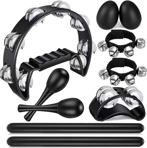 Pcs black tambourine - 10, set